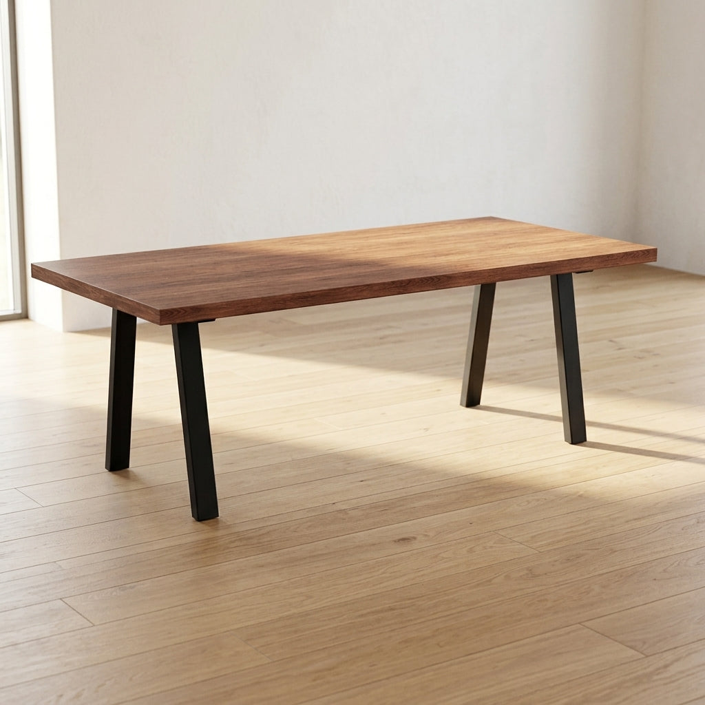 Sawhorse Steel Base Dining Table, Walnut Top | KB Fab