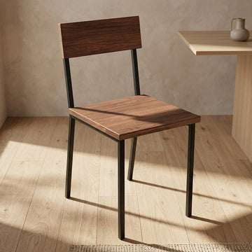 Industrial Steel Counter Chair, Oak Seat, 24 in