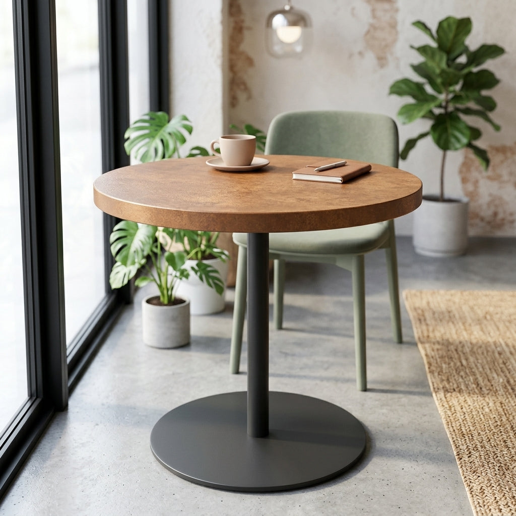 Round Stainless Bar Table, Plate Base, 36 in