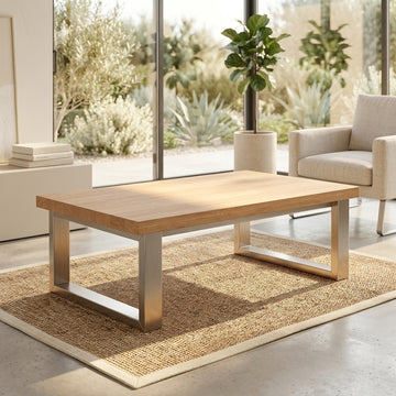 Teak Rectilinear Outdoor Coffee Table, 54 x 30 in